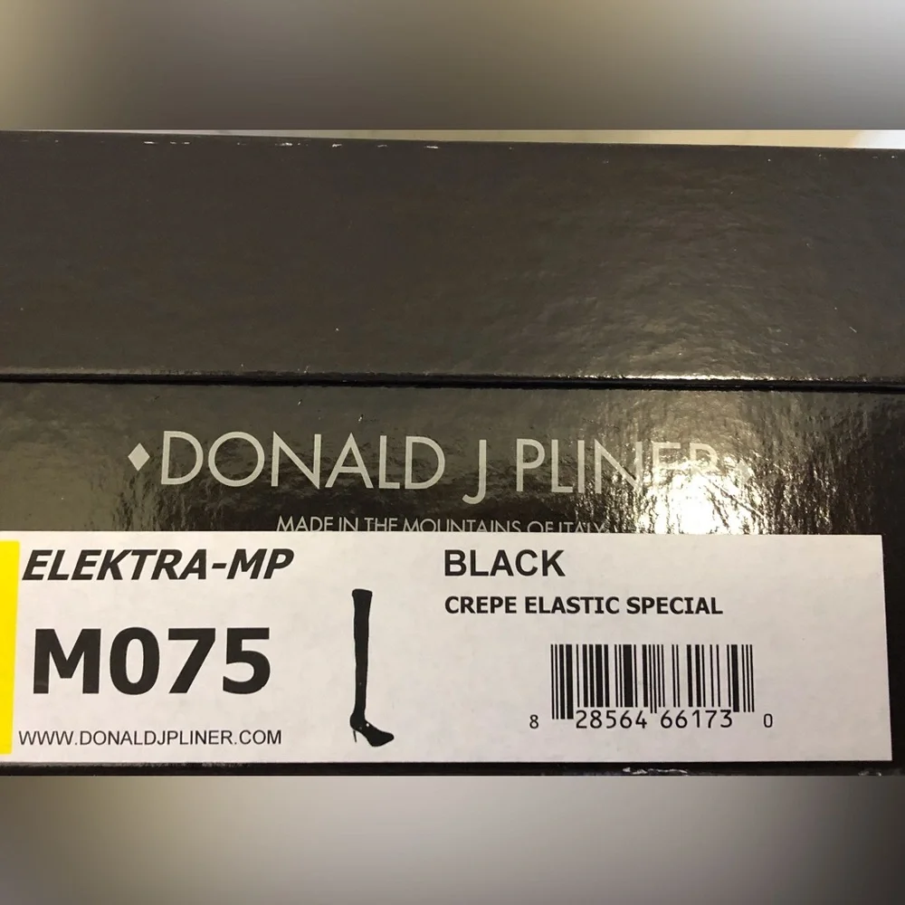 Donald J Pliner Elektra Black Crepe Elastic Over The Knee Boots RARE